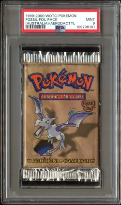 PSA 9 MINT Fossil RED LOGOS (1999-2000) Australia SEALED Pack Pokemon 181 - Image 2