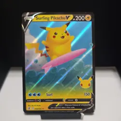 Pikachu V 008/025 Pokemon 2021 TCG SWSH Celebrations Ultra Rare Surfing NM - Image 1