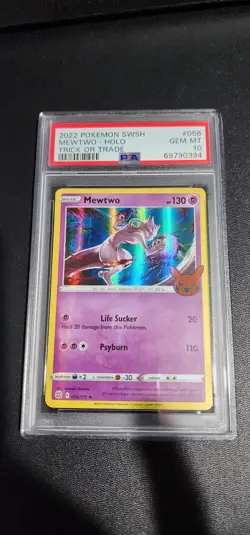 2022 Pokemon SWSH Trick or Trade Mewtwo Holo #056 PSA 10 Gem Mint - Image 1