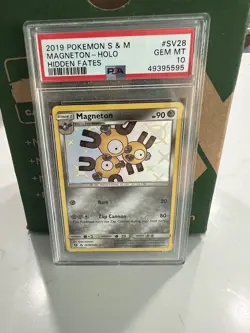 2019 POKEMON SUN & MOON HIDDEN FATES #SV28 MAGNETON-HOLO PSA 10 - Image 1