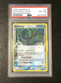 PSA 8 ⭐ RAYQUAZA #16 HOLO 2006 POKEMON HOLON PHANTOMS – EX ERA - Image 1