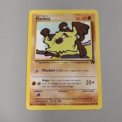 Pokemon TCG Mankey Team Rocket 61/82 Regular Unlimited Common HP Scuffs - Image 1