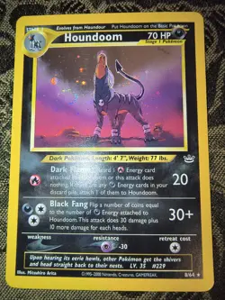 Pokemon Neo Revelation Houndoom Holo Dark 8/64 2000 Vintage Swirl Rare TGC - Image 1