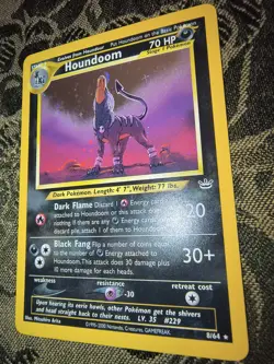 Pokemon Neo Revelation Houndoom Holo Dark 8/64 2000 Vintage Swirl Rare TGC - Image 3