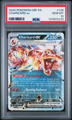 2023 POKEMON OBF EN-OBSIDIAN FLAMES #125 CHARIZARD EX PSA 10 - Image 1