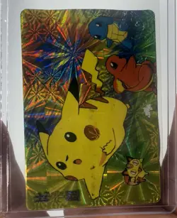 Pokemon Pocket Monsters Card #50 Pikachu Charmander Bandai 1998 Vintage Hologram - Image 1