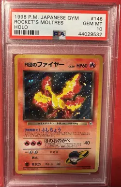 Raichu + Rocket’s Moltres PSA 10 Base Set Gym 1 Holo Japanese - Image 2