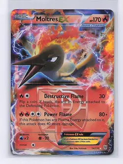 Moltres EX 14/135 Holo EX Rare Plasma Storm Pokemon Heavily Played - Image 1