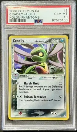 Pokemon Cradily EX Holon Phantoms Holo Rare #2 PSA 10 Gem Mint Low Pop - Image 1