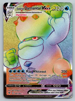 Pokemon TCG Galarian Darmanitan VMAX 187/185 Vivid Voltage NM - Image 1