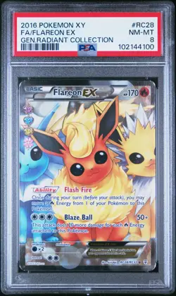 2016 Pokemon XY Full Art Flareon EX Generations Radiant Collection #RC28 PSA 8 - Image 1