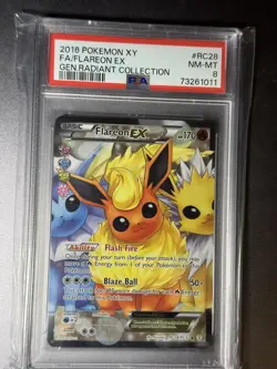 2016 Pokemon XY Full Art Flareon EX Generations Radiant Collection #RC28 PSA 8 - Image 1