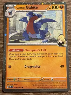 Pokemon CYNTHIA'S GABITE 103/182 - Destined Rivals - Reverse Holo (L) - Image 1