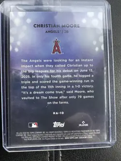2026 Topps Series 1 - Home Field Advantage Christian Moore #HA-10 (RC) - Image 4