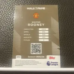Topps Premier League 2026 Wayne Rooney Hall of Fame Card #HOF17 - Image 2