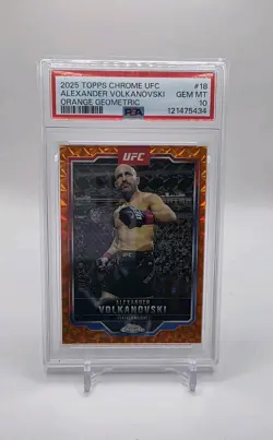 2025 UFC Topps Chrome ALEXANDER VOLKANOVSKI Orange Geometric /25 PSA 10 - Image 1