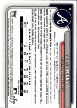 2024 Bowman Chrome Austin Riley #28 Mojo Refractors Atlanta Braves 23N - Image 2