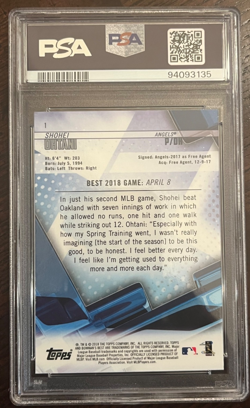 2018 Bowman's Best Shohei Ohtani #1 Rookie PSA 10 Rookie Card RC Dodgers Angels - Image 2