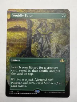 Worldly Tutor (Borderless) 442 Rare Dominaria Remastered Magic: The Gathering NM - Image 1
