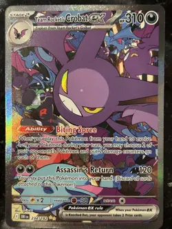 Pokemon TCG Destined Rivals 234/182 Team Rockets Crobat EX SIR NM Card - Image 1