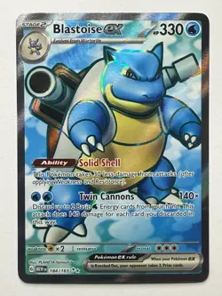 Pokemon Blastoise Ex Ultra Rare Holo Scarlet & Violet 151 184/165 - Image 1