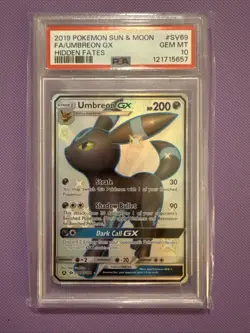 2019 POKEMON SUN & MOON HIDDEN FATES #SV69 FULL ART/UMBREON GX PSA 10 - Image 1