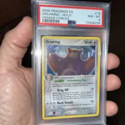 2005 Pokemon EX Unseen Forces URSARING Holo Card #18 PSA 8 - Image 2