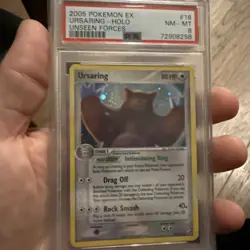 2005 Pokemon EX Unseen Forces URSARING Holo Card #18 PSA 8 - Image 4