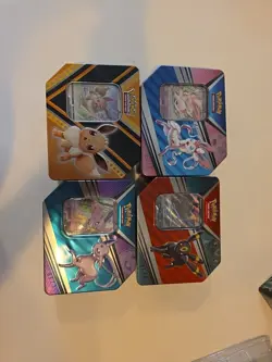 LOT OF 4 POKEMON TCG TINS With Promos Eevee Evolutions, Umbreon, Espeon, Sylveon - Image 1