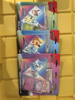 Pokemon TCG Prismatic Evolutions Tech Sticker Collection Set Lot Of 3 Sealed New - Image 1