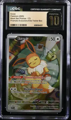 2025 POKEMON PRISMATIC EVOLUTIONS BLACK STAR PROMOS #173 EEVEE CGC 10 PRISTINE - Image 1