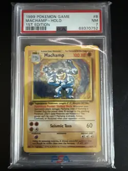 Vintage Pokemon Machamp Holo Rare Base Set 8/102 1st Edition PSA 7 - Image 1