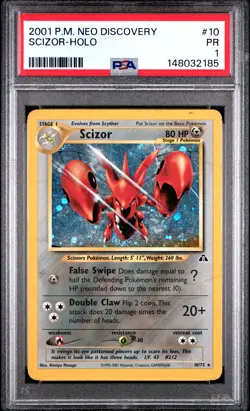 2001 POKEMON NEO DISCOVERY #10 SCIZOR-HOLO PSA 1 - Image 1