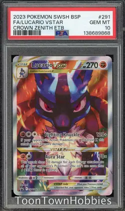 PSA 10 Pokemon - Lucario Vstar SWSH291 - Crown Zenith Elite Trainer Box Promo - Image 1