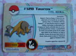TAUROS #128 - TOPPS TV ANIMATION EDITION 1999 - CARTE POKEMON - BON ETAT - Image 4