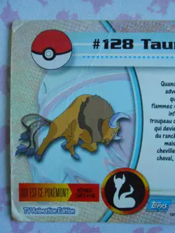 TAUROS #128 - TOPPS TV ANIMATION EDITION 1999 - CARTE POKEMON - BON ETAT - Image 5
