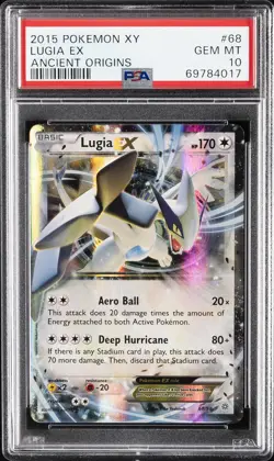 2015 POKEMON XY ANCIENT ORIGINS #68 LUGIA EX PSA 10 - Image 1