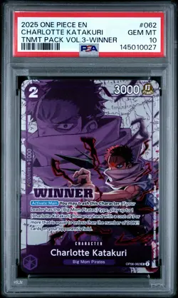 2025 ONE PIECE TOURNAMENT PACK VOL.3 WINNER #062 CHARLOTTE KATAKURI PSA 10 - Image 1