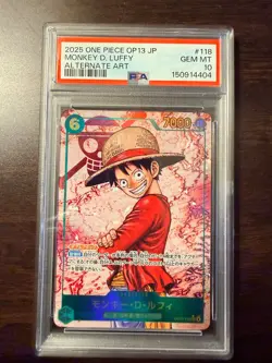 2025 ONE PIECE JAPANESE OP13-CARRYING ON HIS WILL #118 MONKEY D. LUFFY PSA 10 - Image 1