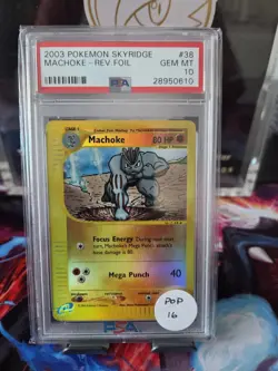 2003 Pokemon Skyridge Machoke Reverse Foil #38 PSA 10 - Image 1