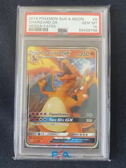 Pokemon TCG Sun & Moon Hidden Fates Charizard GX 9/68 PSA 10 Gem Mint - Image 1