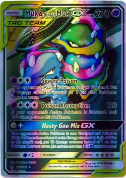 Pokemon Muk & Alolan Muk GX Tag Team Ultra Rare Holo SM Unbroken Bonds 197/214 - Image 1
