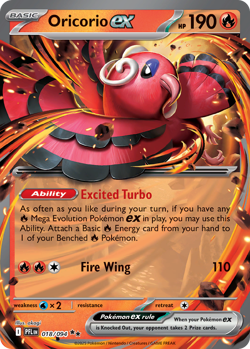 ORICORIO EX 018/094 DOUBLE RARE PHANTASMAL FLAMES POKEMON NEAR MINT - Image 1