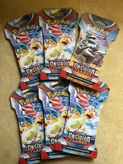 Pokemon Scarlet & Violet Obsidian Flames Blister Sleeved Sealed Pack Lot Of 6x - Image 1