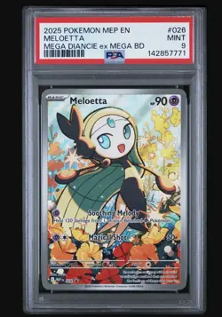 Pokemon Meloetta 026 Me: Mega Evolution Promo Holo PSA 9 English 2025 - Image 1