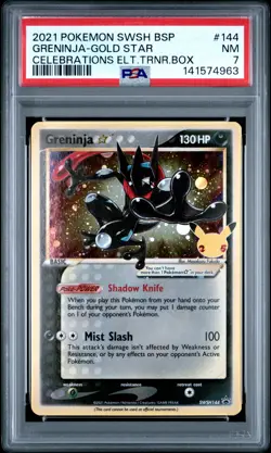 2021 POKEMON SWSH BLACK STAR PROMO #144 GRENINJA-GOLD STAR PSA 7 - Image 1