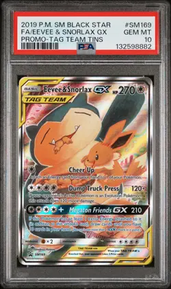 PSA 10 Eevee & Snorlax GX SM169 - Promo Tag Team - GEM MINT - Komiya Pokemon - Image 2