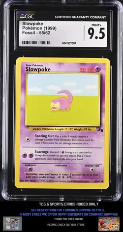 1999 Pokemon Fossil #55/62 Slowpoke Graded CGC 9.5 Mint+ - Image 1