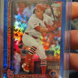 Topps Chrome Logofractor Lars Nootbaar Cardinals Blue Refractor #108 001/150 - Image 1