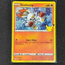 Scorbunny - 16/25 - Holo - Celebrations - Pokemon Card - NM/M - Image 1